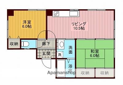 ラポール福住(2LDK/1階)の間取り写真