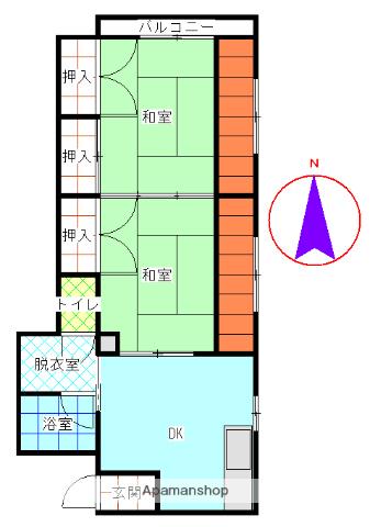 第八ゆりコーポ(2DK/2階)の間取り写真