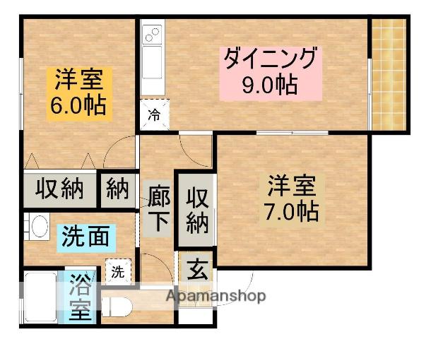 セジュール幸B(2DK/2階)の間取り写真