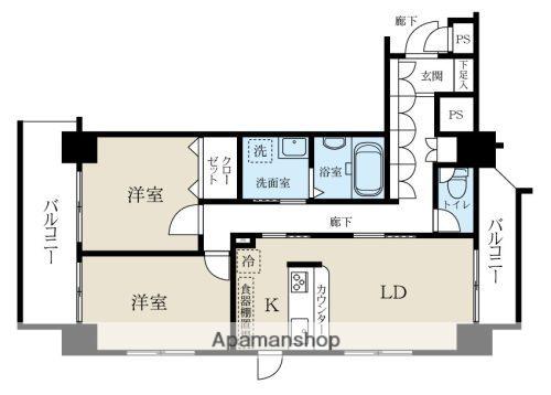 サンハロー秋田駅前(2LDK/11階)の間取り写真