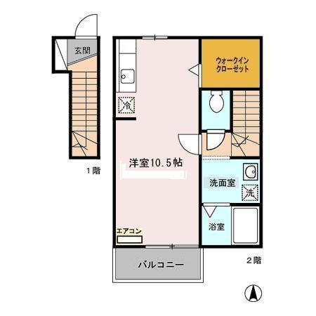 セジュール外旭川(ワンルーム/2階)の間取り写真