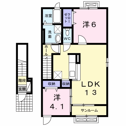 コンフォート ココ 1(2LDK/2階)の間取り写真