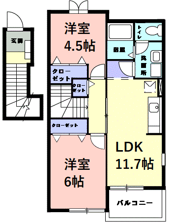 スターヒルズ・アサノB館(2LDK/2階)の間取り写真