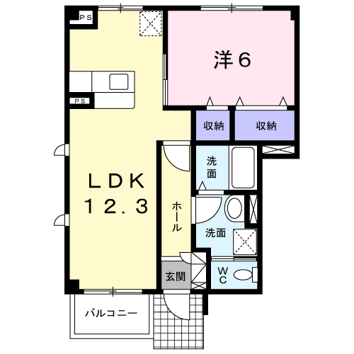 プリムローズⅡ(1LDK/1階)の間取り写真