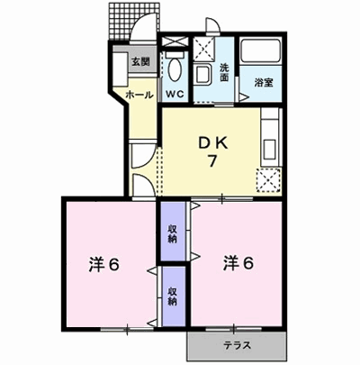 プラッツ手形山(2DK/1階)の間取り写真