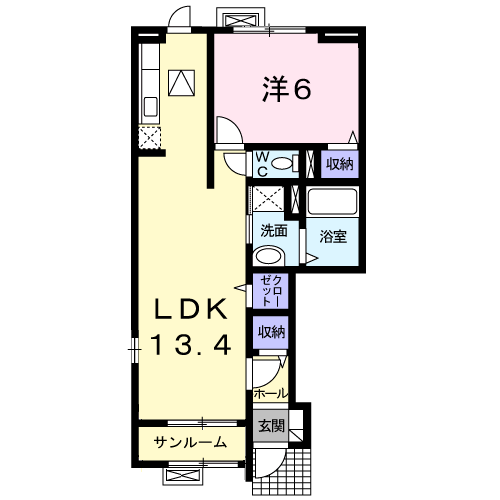 リベルテⅡ(1LDK/1階)の間取り写真