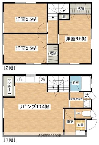 コートハウス日の出(3LDK/2階)の間取り写真
