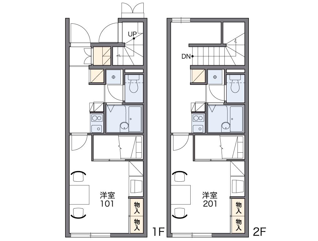 レオパレススカイハイツ北上Ⅱ(1K/2階)の間取り写真
