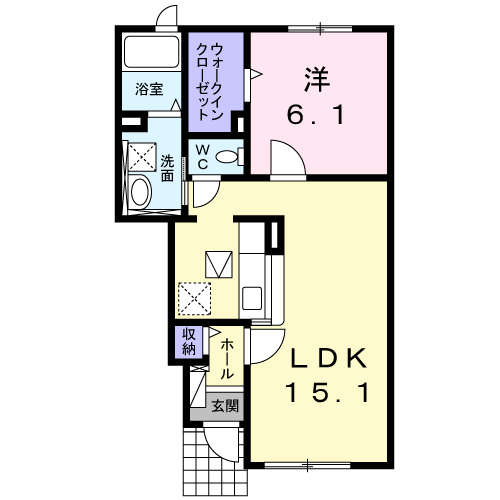 スクエアⅠ(1LDK/1階)の間取り写真