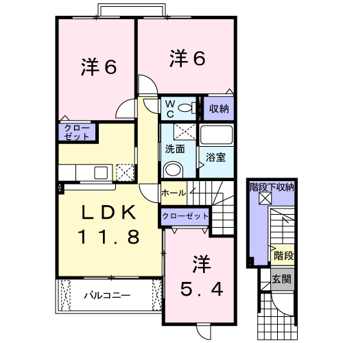 スクウェア(3LDK/2階)の間取り写真