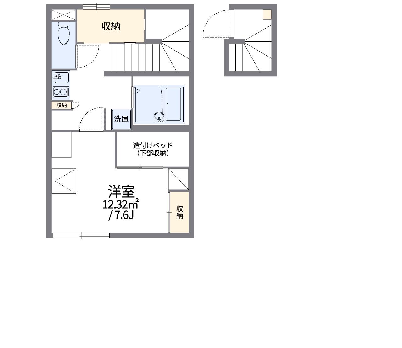 レオパレスミルフィーユ2(1K/2階)の間取り写真