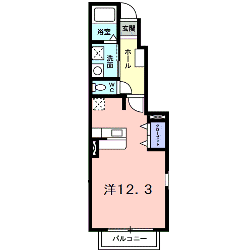 グレース・ガーデンⅥ(ワンルーム/1階)の間取り写真