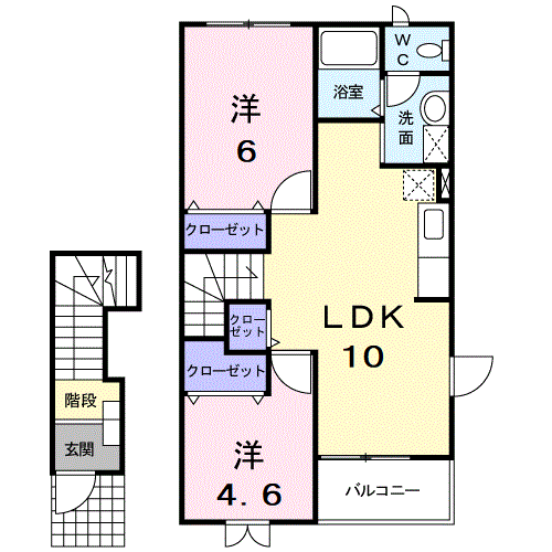 PLEASANT・MⅡ(2LDK/2階)の間取り写真