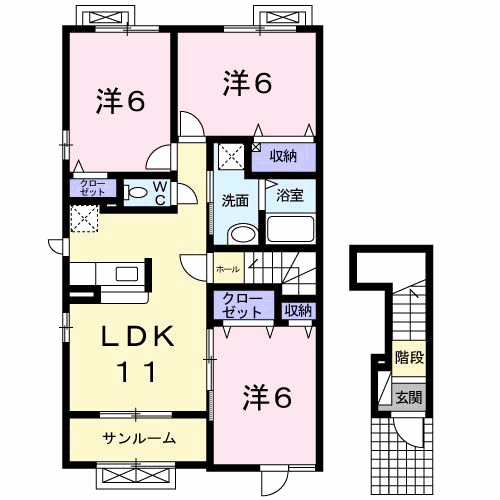 クラージュ(3LDK/2階)の間取り写真