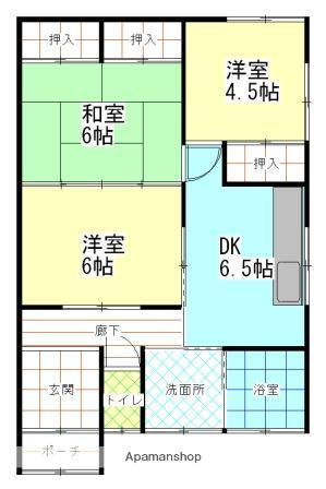 奥羽本線 横手駅 徒歩24分 1階建 築38年(3DK)の間取り写真