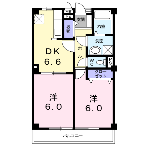 グレイス(2DK/2階)の間取り写真