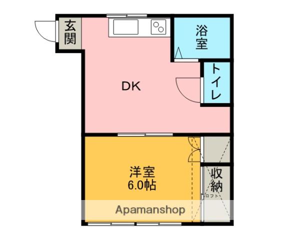ボンエルフ(1DK/2階)の間取り写真