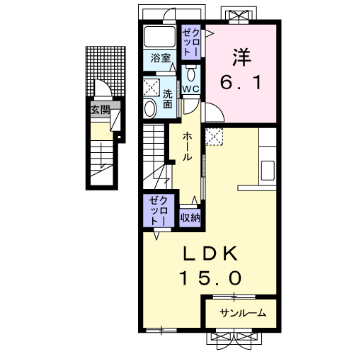クロワール(1LDK/2階)の間取り写真