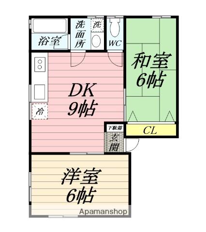 コーポ清水栄(2DK/2階)の間取り写真