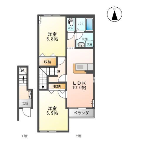 フローラ(2LDK/2階)の間取り写真