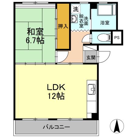 ほどのニッセイハイム(1LDK/3階)の間取り写真