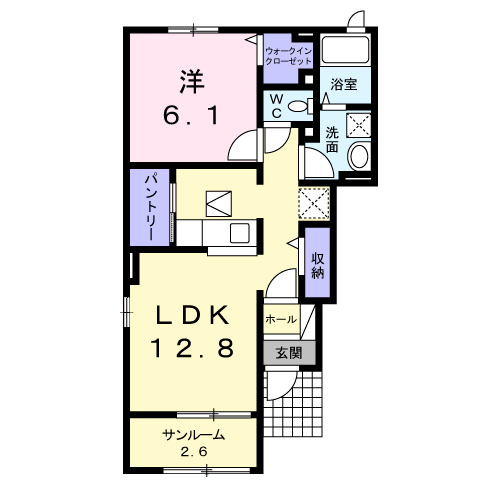 アミ グレイスⅡ(1LDK/1階)の間取り写真
