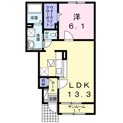 ARSH4ーⅢ(1LDK/1階)の間取り写真