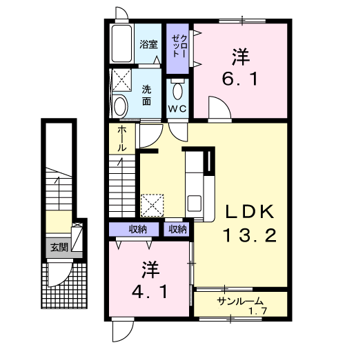 ARSH4ーⅢ(2LDK/2階)の間取り写真