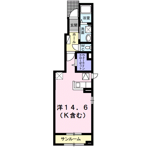 カルム・クオーレⅡ(ワンルーム/1階)の間取り写真