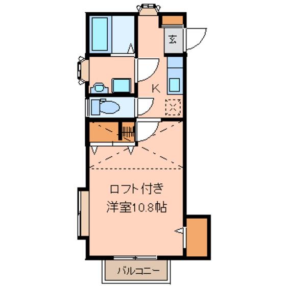 プリムヴェールⅤ(1K/2階)の間取り写真