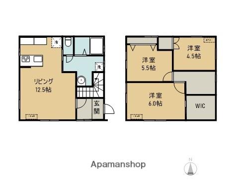 秋田新幹線 角館駅 徒歩15分 2階建 築6年(3LDK)の間取り写真