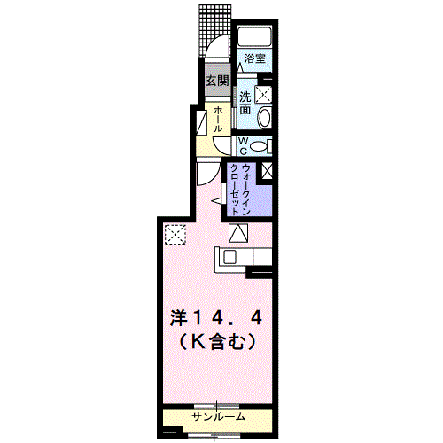 奥羽本線 横手駅 バス乗車時間：20分 上赤坂バス停で下車 徒歩3分 2階建 築4年(ワンルーム/1階)の間取り写真