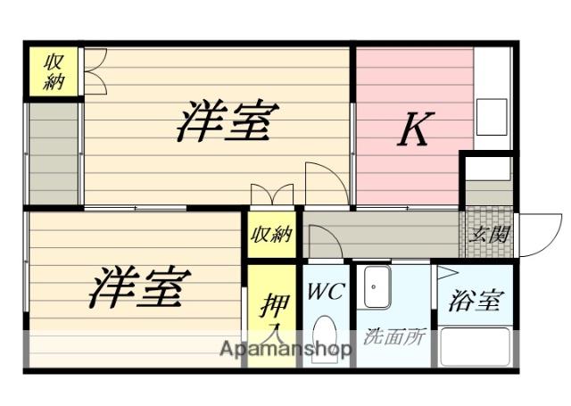 ハイツアイリス(2K/2階)の間取り写真