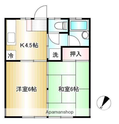 タウンハウスオオヤマⅢ(2K/2階)の間取り写真