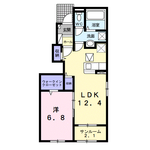 ルトンセランⅥ(1LDK/1階)の間取り写真