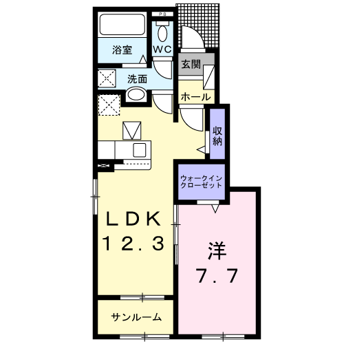 アクア ヒルズ(1LDK/1階)の間取り写真