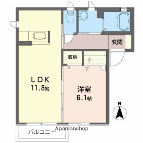 グリーンヒルズA(1LDK/2階)の間取り写真