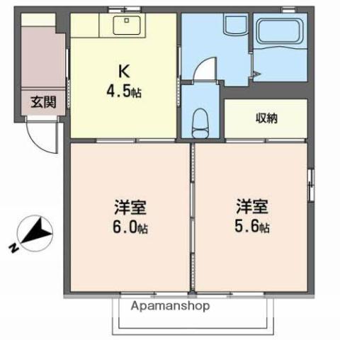 サンライズ卸町(2K/2階)の間取り写真