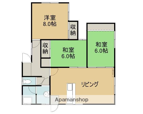 羽越本線 仁賀保駅 徒歩15分 1階建 築36年(3LDK)の間取り写真