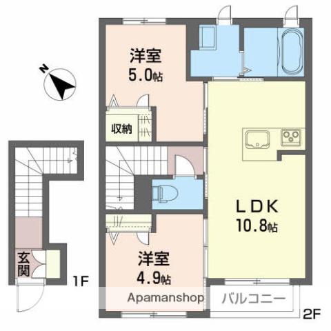 マルス ポ—ション(2LDK/2階)の間取り写真