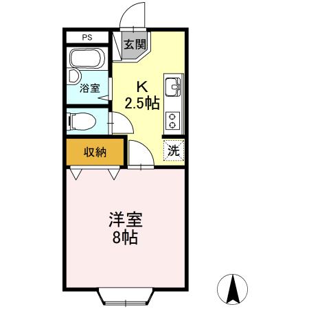 広面ニッセイハイム(1K/2階)の間取り写真