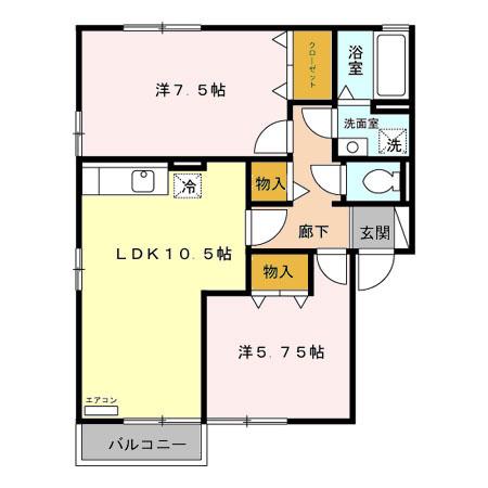 クレアールA(2LDK/2階)の間取り写真