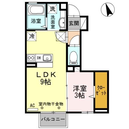 ディアコートⅡ(1LDK/1階)の間取り写真