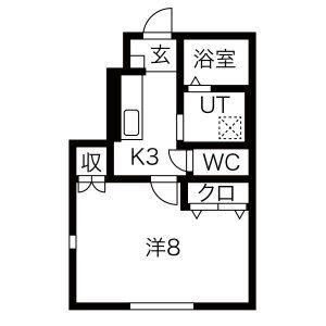 ブルック北上II(1K/1階)の間取り写真