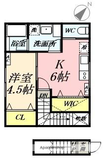 ノックス川口(1DK/2階)の間取り写真