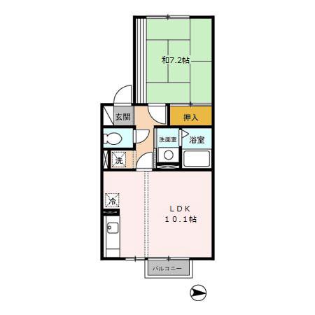 メゾングレース広面A(1LDK/2階)の間取り写真