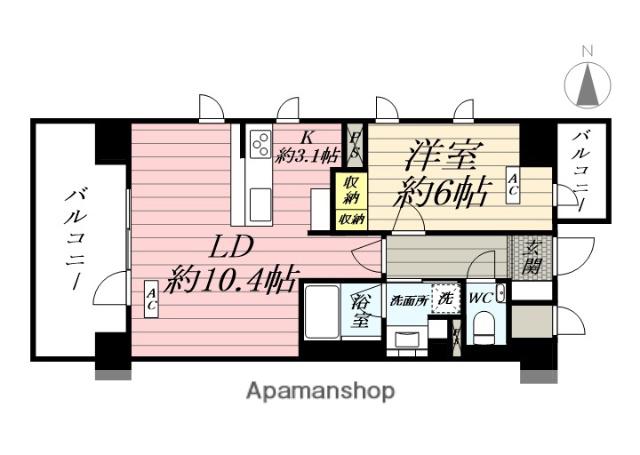 RESIDENCE PLAZA横手駅前(1LDK/2階)の間取り写真