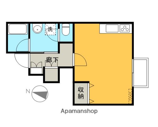 リバーコートⅠ(ワンルーム/1階)の間取り写真