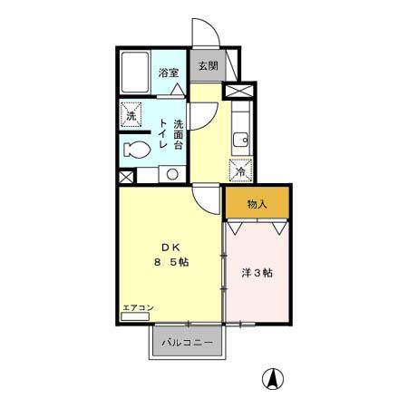ローズコート将南(2K/1階)の間取り写真