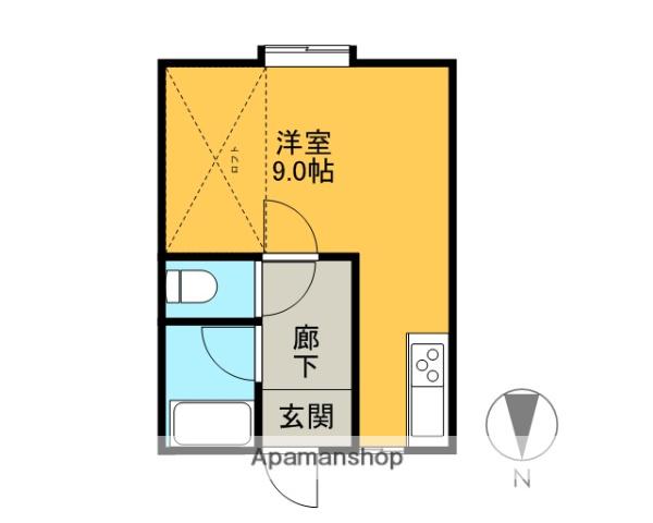 浜松ハイツⅡ(ワンルーム/1階)の間取り写真